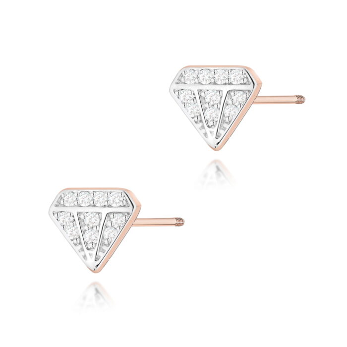 Cercei Aur 14K K0504 Diamante Șurub - Imagine 4
