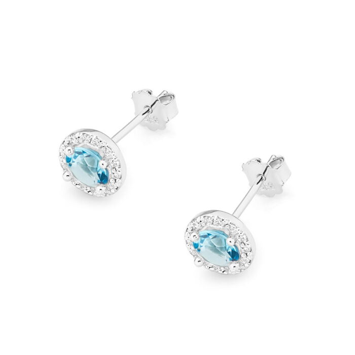 Cercei Aur 14K KO509 Topaz 2 x 0.50ct - Imagine 2