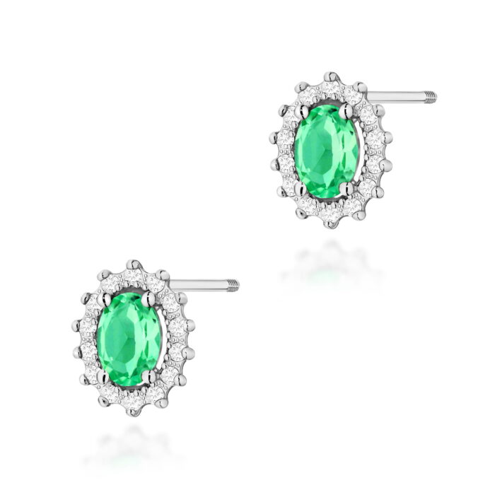 Cercei Aur 14k cu Smarald 0.80 ct si Diamante Naturale 0.20 ct - Imagine 4