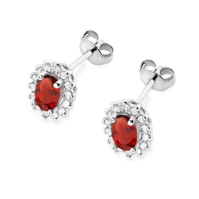 Cercei Aur 14k cu Garnet 1.00 ct si Diamante Naturale 0.20 ct - Imagine 5