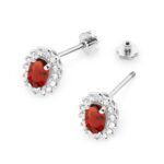 Cercei Aur 14k cu Garnet 1.00 ct si Diamante Naturale 0.20 ct - Imagine 5