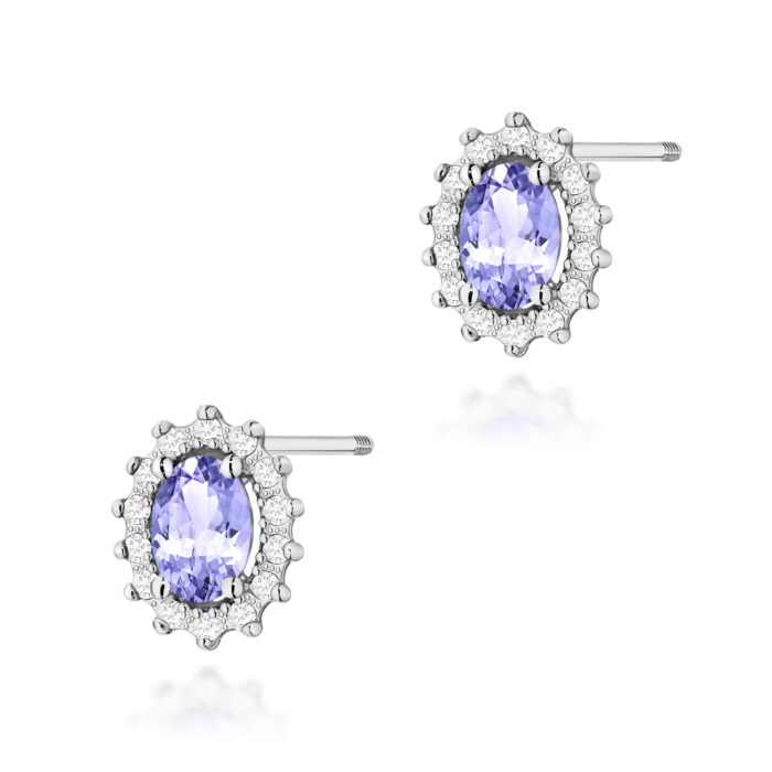 Cercei Aur 14k cu Tanzanit 0.80 ct si Diamante Naturale 0.20 ct - Imagine 4