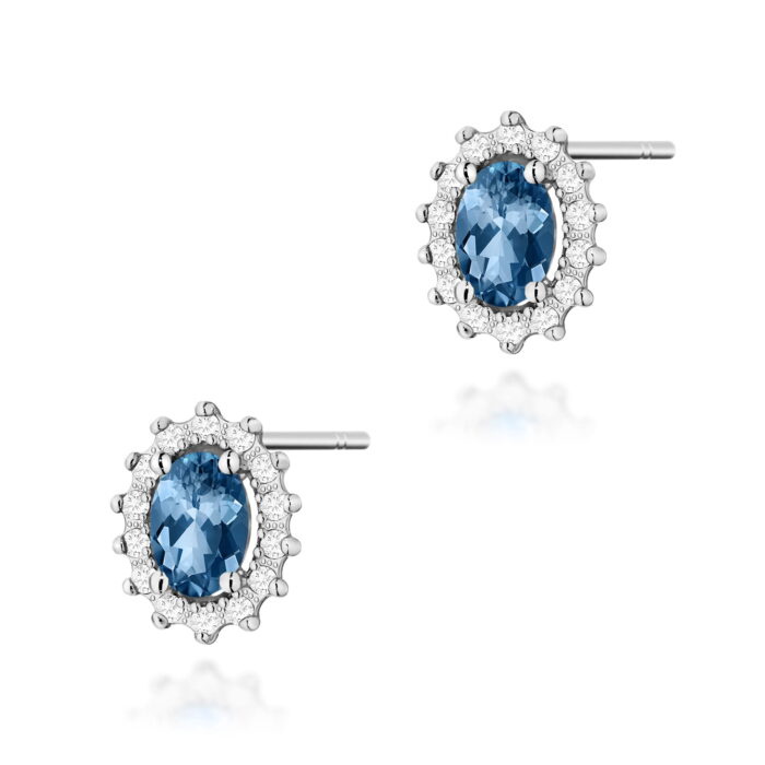 Cercei Aur 14k cu Topaz London Blue 1.00 ct si Diamante Naturale 0.20 ct - Imagine 4