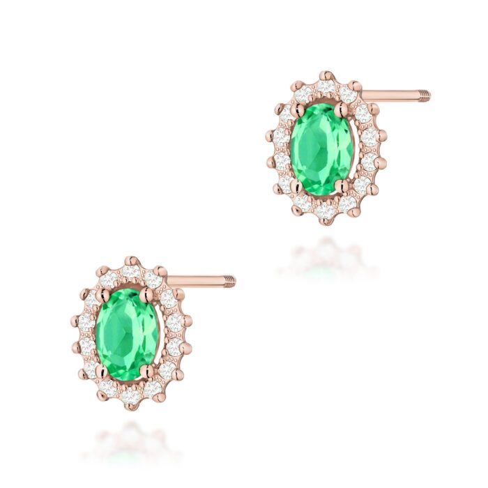 Cercei Aur 14k cu Smarald 0.80 ct si Diamante Naturale 0.20 ct - Imagine 7