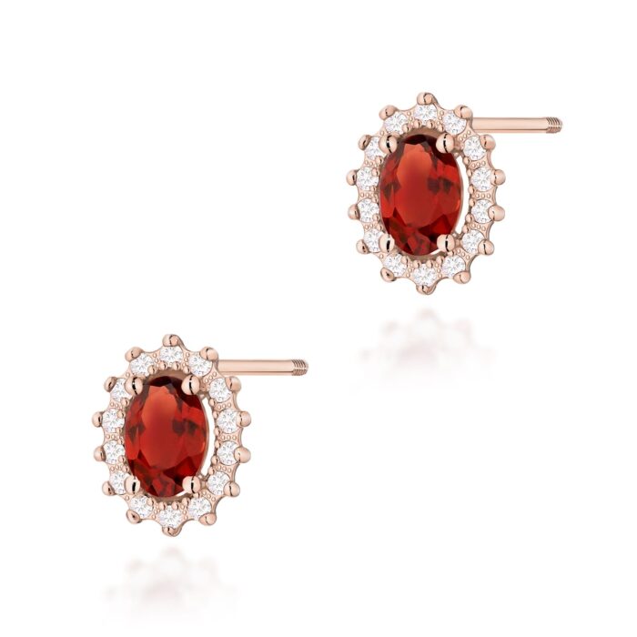 Cercei Aur 14k cu Garnet 1.00 ct si Diamante Naturale 0.20 ct - Imagine 7