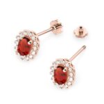 Cercei Aur 14k cu Garnet 1.00 ct si Diamante Naturale 0.20 ct - Imagine 8