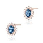 Cercei Aur 14k cu Topaz London Blue 1.00 ct si Diamante Naturale 0.20 ct - Imagine 7