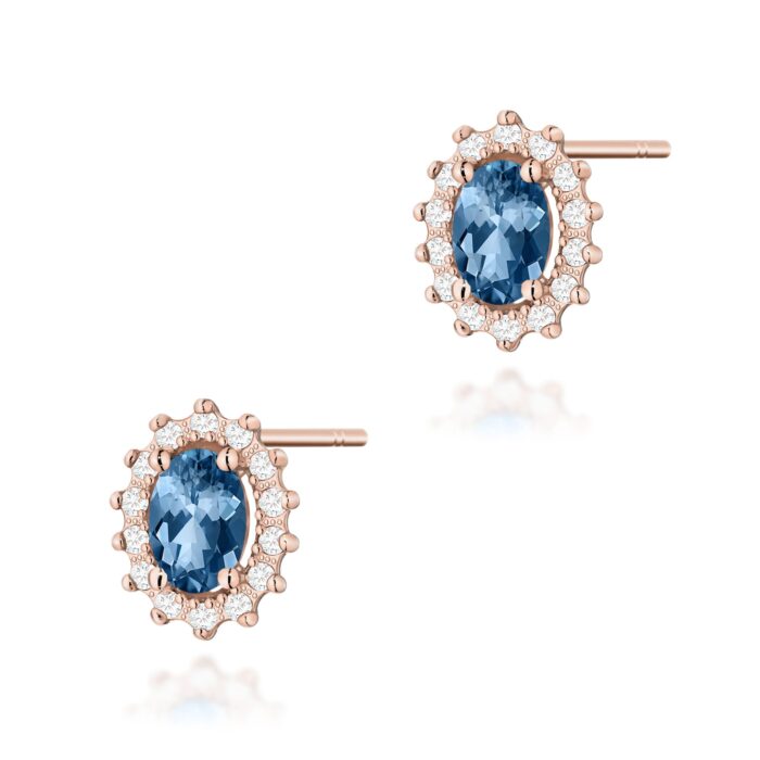 Cercei Aur 14k cu Topaz London Blue 1.00 ct si Diamante Naturale 0.20 ct - Imagine 7
