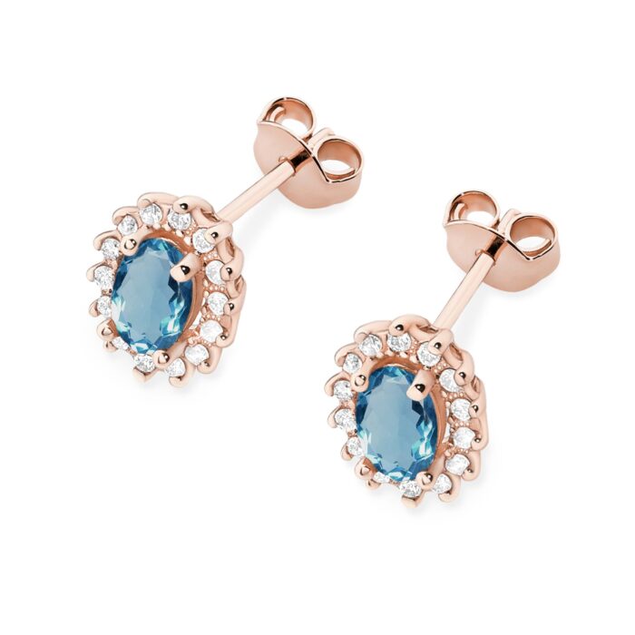 Cercei Aur 14k cu Topaz London Blue 1.00 ct si Diamante Naturale 0.20 ct - Imagine 8