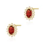 Cercei Aur 14k cu Garnet 1.00 ct si Diamante Naturale 0.20 ct