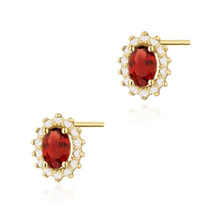 Cercei Aur 14k cu Garnet 1.00 ct si Diamante Naturale 0.20 ct