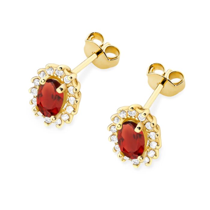 Cercei Aur 14k cu Garnet 1.00 ct si Diamante Naturale 0.20 ct - Imagine 2