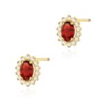 Cercei Aur 14k cu Garnet 1.00 ct si Diamante Naturale 0.20 ct