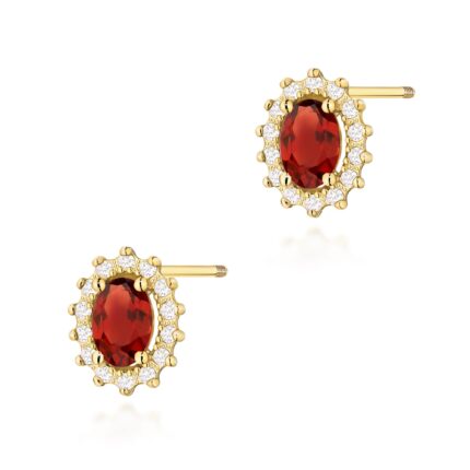 Cercei Aur 14k cu Garnet 1.00 ct si Diamante Naturale 0.20 ct