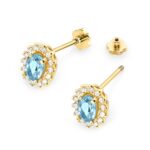 Cercei Aur 14k cu Topaz Albastru 1.00 ct si Diamante Naturale 0.20 ct - Imagine 2