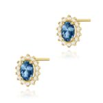 Cercei Aur 14k cu Topaz London Blue 1.00 ct si Diamante Naturale 0.20 ct