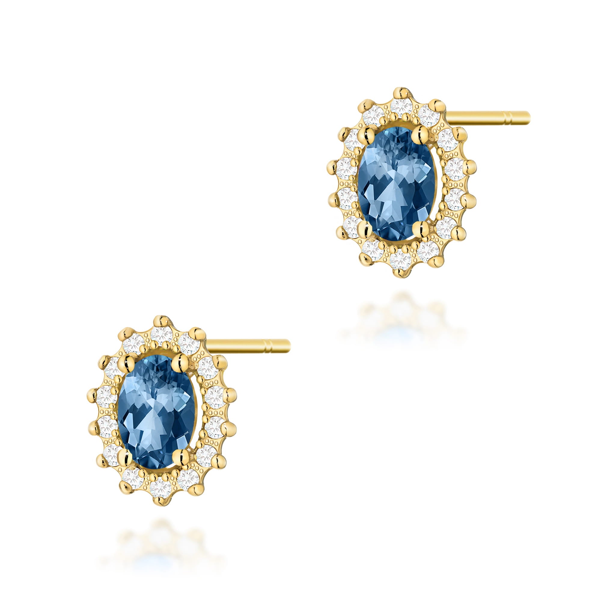 K0514.Z3.TOL_.01_1.jpg Cercei Aur 14k cu Topaz London Blue 1.00 ct si Diamante Naturale 0.20 ct - Imagine 1