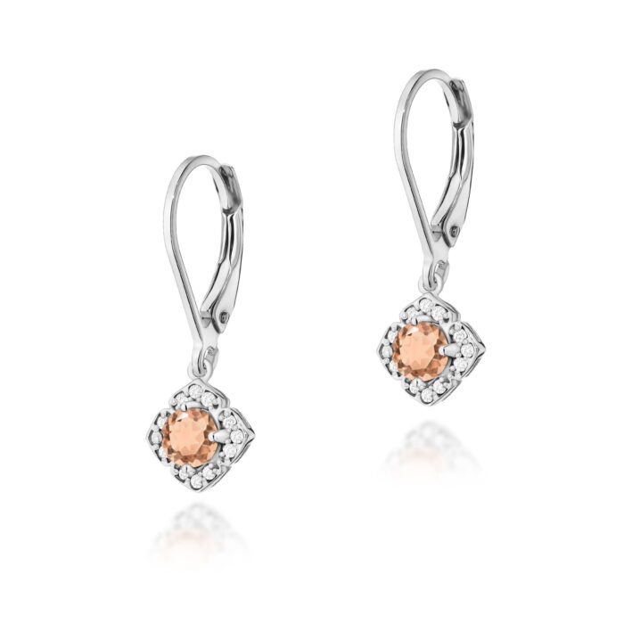 Cercei Aur 14k cu Morganit 0.50 ct si Diamante Naturale 0.06 ct - Imagine 3