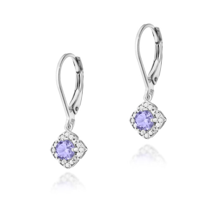 Cercei Aur 14k cu Tanzanit 1.00 ct si Diamante Naturale 0.06 ct - Imagine 3