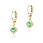 Cercei Aur 14k cu Smarald 0.60 ct si Diamante Naturale 0.06 ct