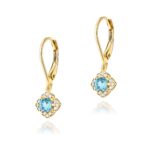 Cercei Aur 14k cu Topaz Albastru 0.50 ct si Diamante Naturale 0.06 ct