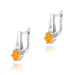 Cercei Aur 14k cu Citrin 1.00 ct si Diamante Naturale 0.03 ct - Imagine 3