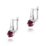 Cercei Aur 14k cu Rodolit 1.20 ct si Diamante Naturale 0.03 ct - Imagine 3