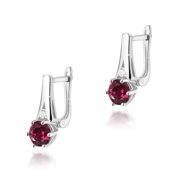 Cercei Aur 14k cu Rodolit 1.20 ct si Diamante Naturale 0.03 ct - Imagine 3