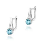 Cercei Aur 14k cu Topaz Albastru 1.00 ct si Diamante Naturale 0.03 ct - Imagine 3
