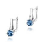 Cercei Aur 14k cu Topaz London Blue 1.00 ct si Diamante Naturale 0.03 ct - Imagine 3