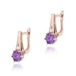 Cercei Aur 14k cu Ametist 1.00 ct si Diamante Naturale 0.03 ct - Imagine 5