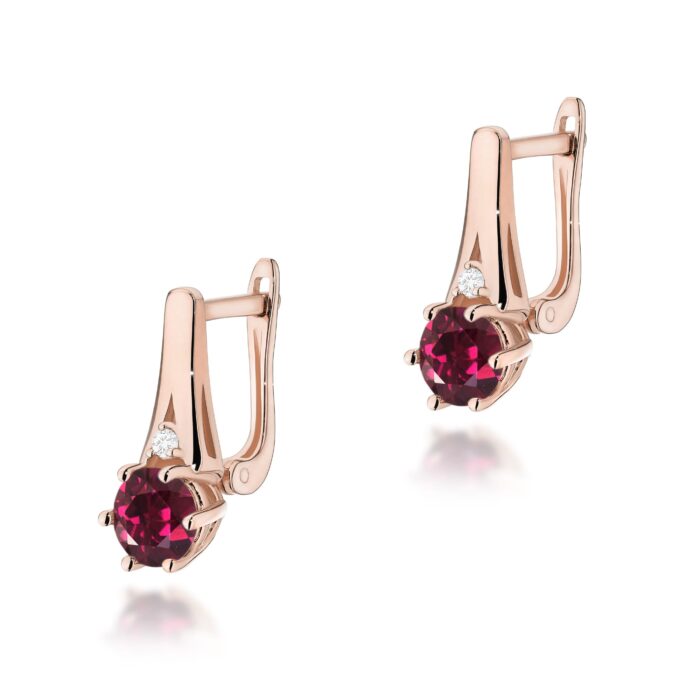 Cercei Aur 14k cu Rodolit 1.20 ct si Diamante Naturale 0.03 ct - Imagine 5