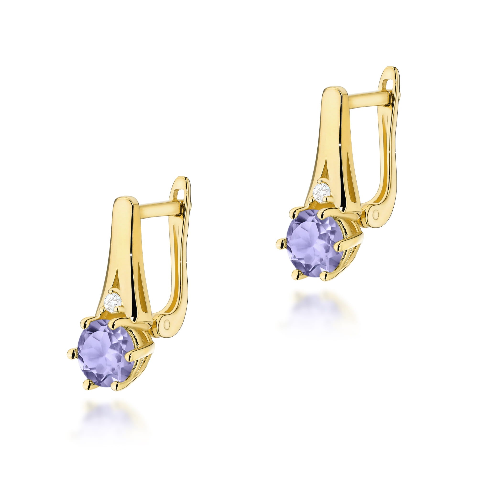 K0572.Z3.TAP_.01_1.jpg Cercei Aur 14k cu Tanzanit 1.00 ct si Diamante Naturale 0.03 ct - Imagine 1