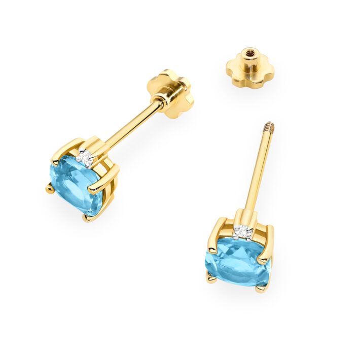 Cercei Aur 14K K0573 Topaz 2 x 1.10ct - Imagine 2