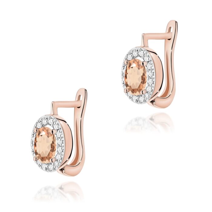 Cercei Aur 14K K0574 Morganit 2 x 0.40ct - Imagine 3