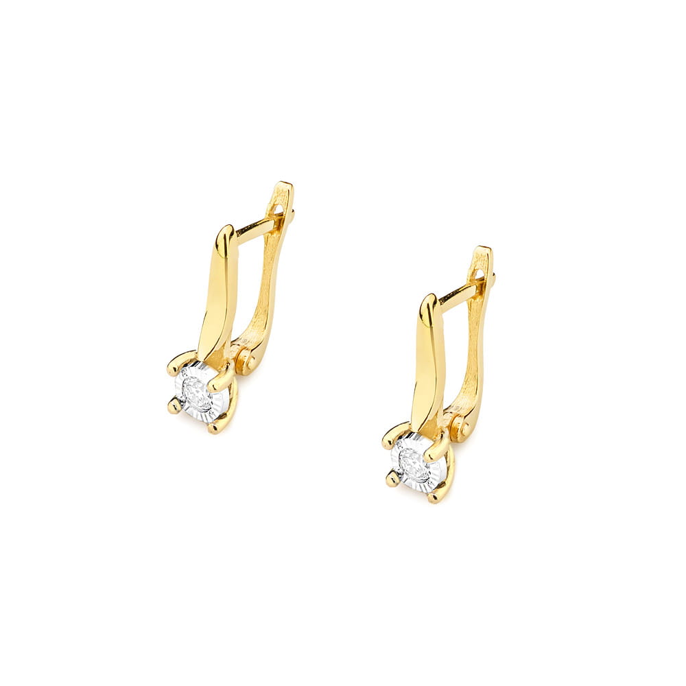 KO065-Z-585-B0.16_2.jpg Cercei Aur 14K cu Diamante 0.16 ct - Imagine 1