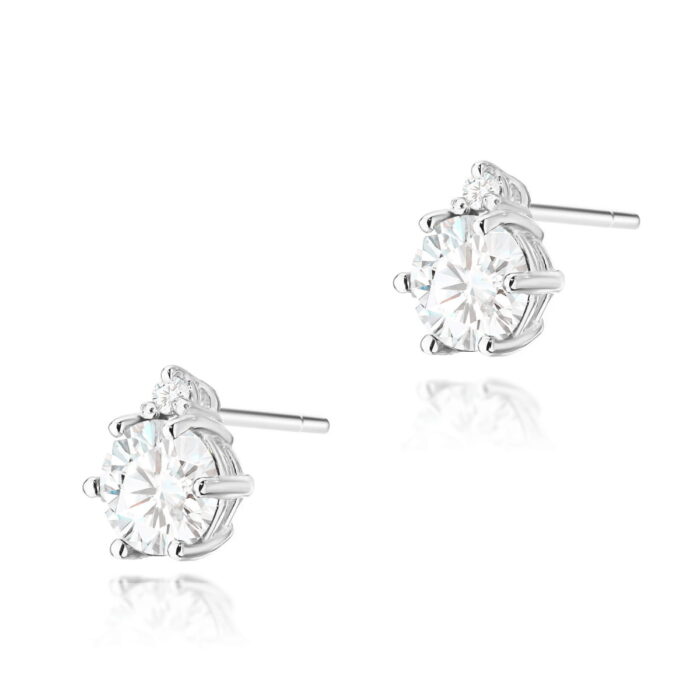 Cercei Aur 14K cu Safir Alb 1.20 ct si Diamant 0.03 ct. - Imagine 3