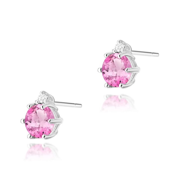 Cercei Aur 14K cu Topaz Roz 1.20 ct si Diamant 0.03 ct. - Imagine 3