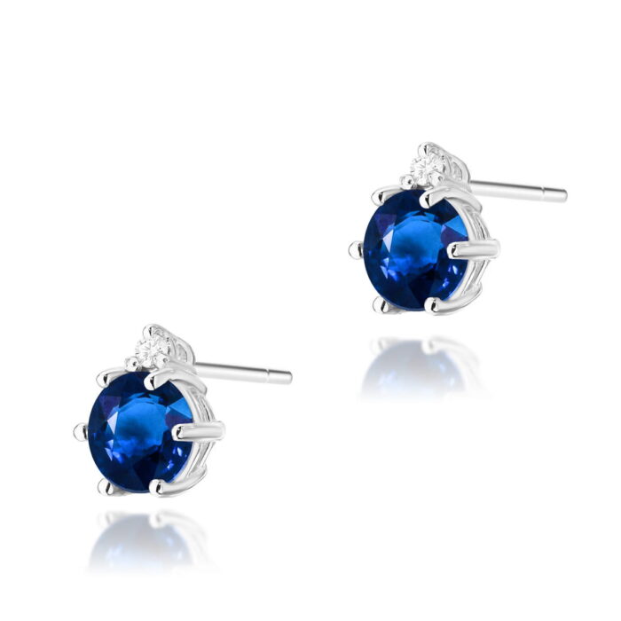 Cercei Aur 14K cu Safir 1.00 ct si Diamant 0.03 ct - Imagine 3