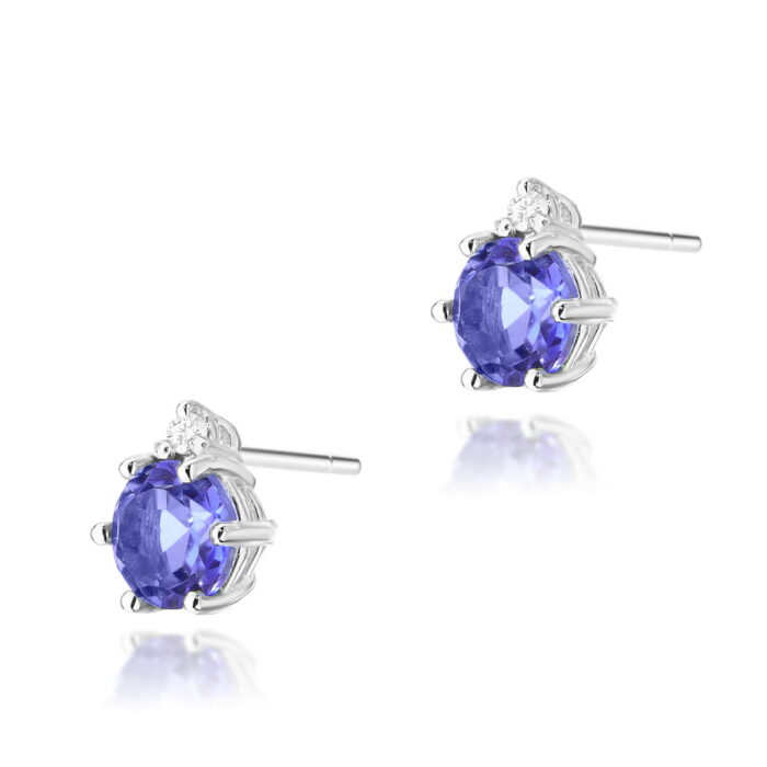 Cercei Aur 14K cu Tanzanit 1.00 ct si Diamant 0.03 ct - Imagine 3