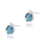 Cercei Aur 14K cu Topaz London Blue 1.00 ct si Diamant 0.03 ct - Imagine 3