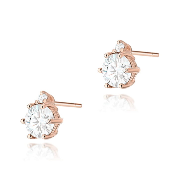 Cercei Aur 14K cu Safir Alb 1.20 ct si Diamant 0.03 ct. - Imagine 5
