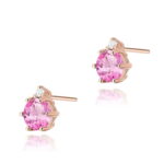 Cercei Aur 14K cu Topaz Roz 1.20 ct si Diamant 0.03 ct. - Imagine 5