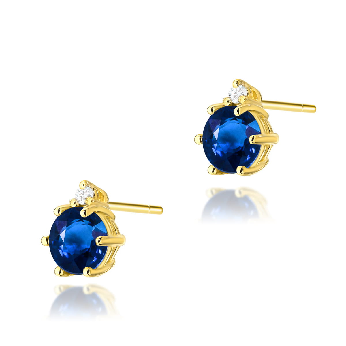 KO076-Z-585-S1.00_1.jpg Cercei Aur 14K cu Safir 1.00 ct si Diamant 0.03 ct - Imagine 1