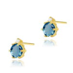 Cercei Aur 14K cu Topaz London Blue 1.00 ct si Diamant 0.03 ct