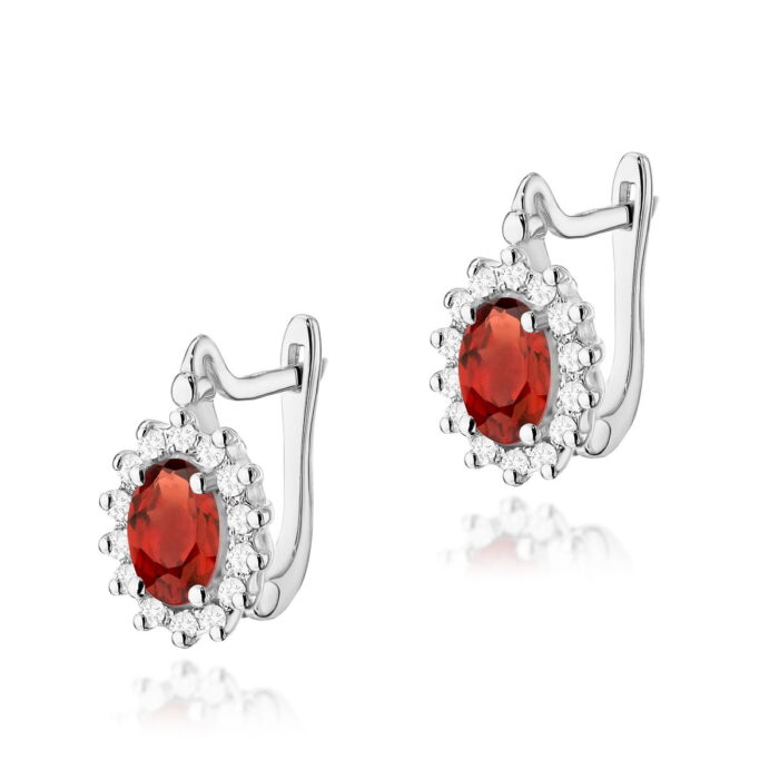 Cercei Aur 14K cu Garnet 1.00 ct si Diamante 0.24 ct. - Imagine 3