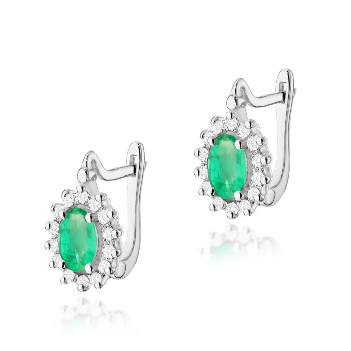 Cercei Aur 14K cu Smarald 0.80 ct si Diamante 0.24 ct. - Imagine 3