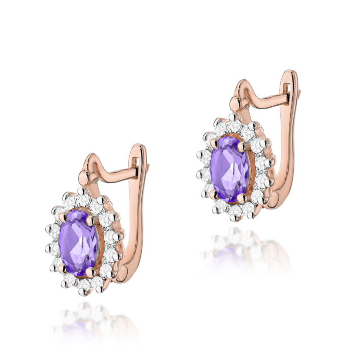 Cercei Aur 14K cu Ametist 0.80 ct si Diamante 0.24 ct. - Imagine 5
