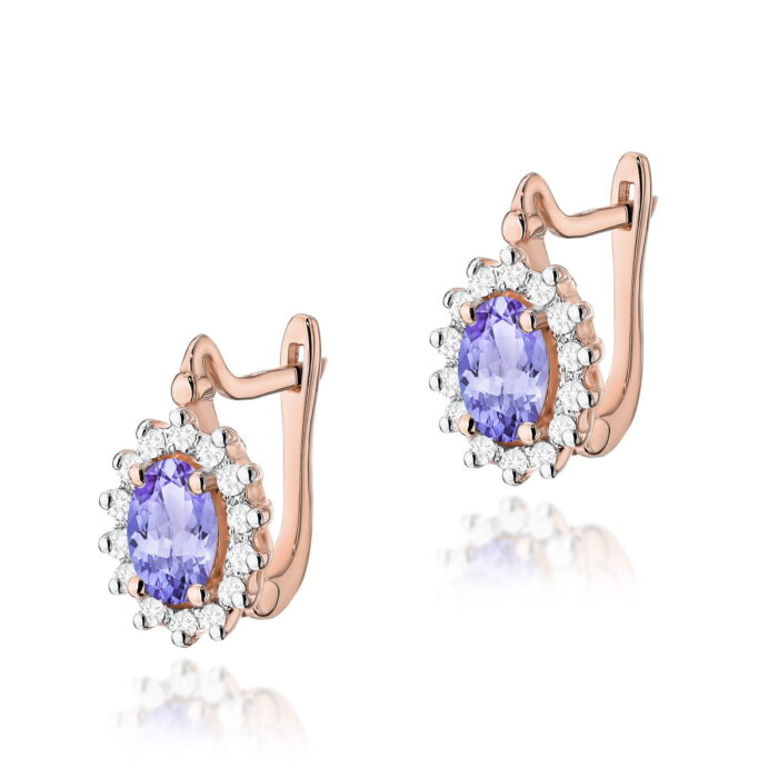 Cercei Aur 14K cu Tanzanit 0.80 ct si Diamante 0.24 ct. - Imagine 5