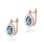 Cercei Aur 14K cu Topaz London Blue 1.00 ct si Diamante 0.24 ct. - Imagine 5